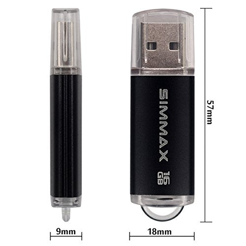 Memory Stick 3 Pack 16GB USB 2.0 Flash Drives Thumb Drive Pen Drive by SIMMAX (16GB Green Black Blue)