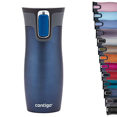 Contigo West Loop Autoseal Travel Mug, Stainless Steel Thermal Mug, Vacuum Flask, Leakproof Tumbler, Coffee Mug with BPA Easy-Clean Lid, 470 ml, Monaco