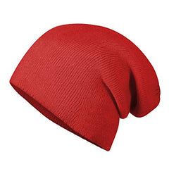 MKR Beanie Hat Men’s Women’s Unisex Warm Soft Knit Cuffed Winter Hat - Bright Red