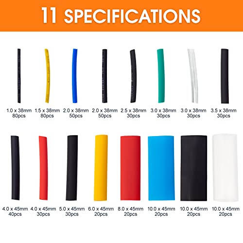 ASHINER Heat Shrink Tubing Kit - 580Pcs EVA Material in 6 Colors and 11 Sizes - Ideal for Electrical Insulation, Repairs, and Wire Connectors with User-Friendly Design and Storage Case