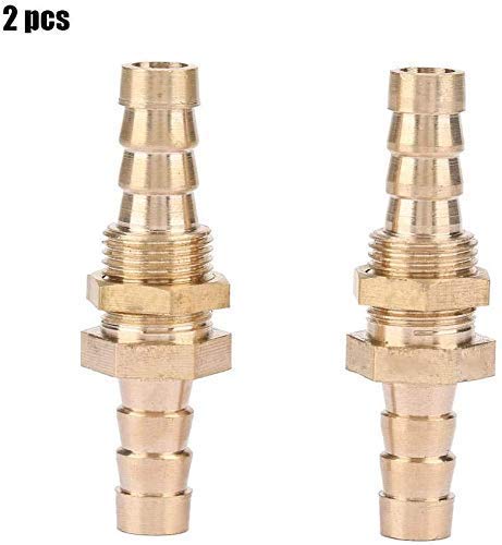 2 Pcs Hose Barb Brass Bulkhead Pipe Fitting Coupler Connector Adapter for Pipe Connection(8mm)