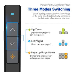 NORWII N26 Laser Pointer for Presentation Clicker 330FT/100M, 2.4GHz Wireless Presenter PPT Clicker for PowerPoint Remote Presentation Pointer Computer Clicker