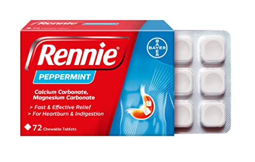 Rennie Antacids, Peppermint Flavour, 72 Count (Pack of 1)