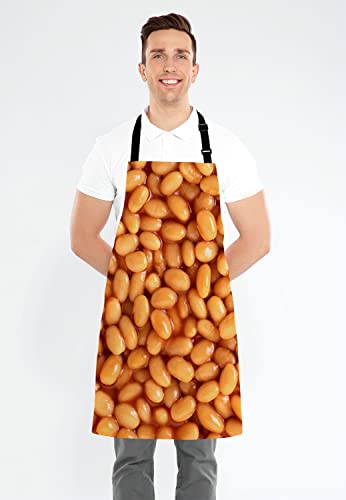 Wasach Funny Baking Apron Baked Beans – Novelty Cooking Chef Gift For Men – Womens Baking Gift Full BBQ Grilling Kitchen Apron