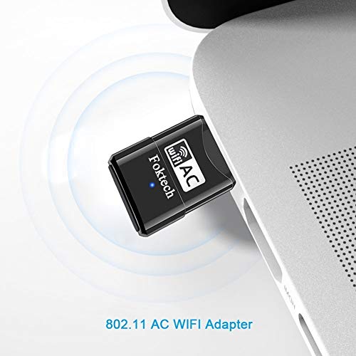 Foktech Wifi Dongle, AC600 802.11ac Dual Band 5GHz Mini Wireless Network USB Wifi Adapter for PC Desktop Laptop, Support Windows 11/10/8/7/Vista/XP, Mac Os X 10.9-10.15