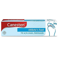 Canesten Athlete’s Foot 1% w/w Cream   Effective Athlete’s Foot Treatment   Soothes Itching   Destroys Athlete’s Foot Fungi   Antifungal Cream   Big pack  30 g (Pack of 1)