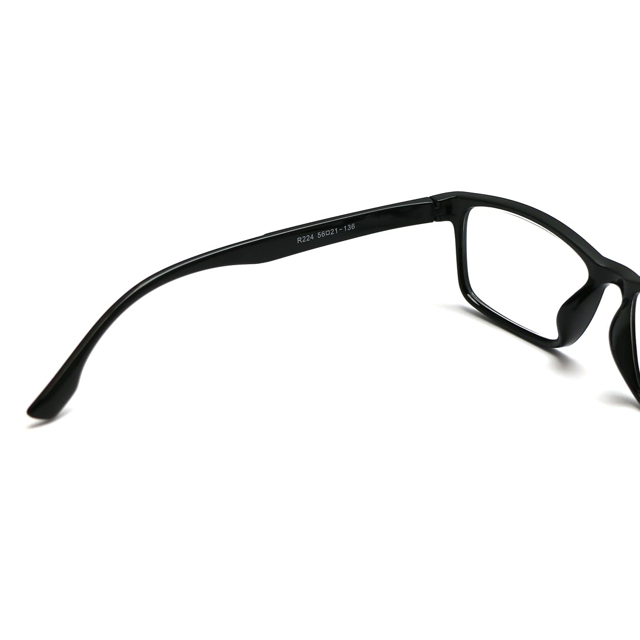 ZIZO EYEWEAR Square Plastic Plain Reading Glasses/Lightweight Frame/Simple Classic Specs R224 (1 Pair Black, 3.75 Magnification)