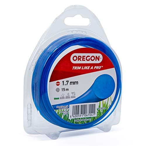 Oregon String Trimmer Line, Replacement Nylon Strimmer Wire for Grass Trimmers & Brushcutters, DIY & Gardening, Universal Fit, All Purpose, Round Cord, 1.7mm x 15m Spool, Blue (69-350-BL)