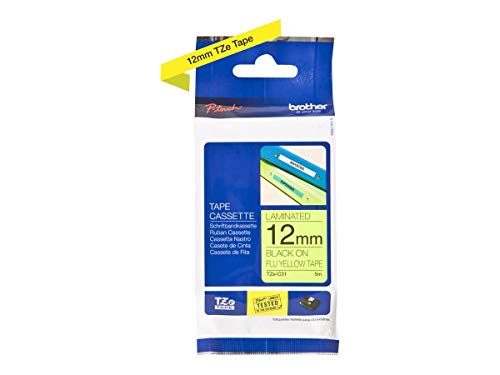 Brother TZe-C31 - Black on fluorescent yellow - Roll (1.2 cm x 5 m) 1 cassette(s) laminated tape - for Brother PT-D210, D600, H110, P-Touch PT-1005, 1010, D450, D800, H110, P300, P900, P950