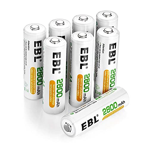 EBL AA Rechargeable Batteries 2800mAh, 8 Counts High Performance 1200 Tech Ni-MH Batteries