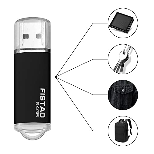 64GB USB Memory Stick USB 2.0 Flash Drive Thumb Drive Pen Drive - Black