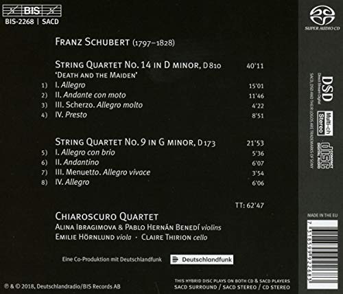 Franz Schubert: String Quartets, No. 14 in D minor 'Death and the Maiden' & No. 9 in G minor