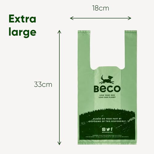 Beco Strong & Large Poop Bags - 120 Loose packed with Tie Handles - Box Dispenser - Unscented Dog Poo Bags