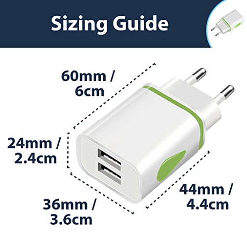 Pipestation® Holiday Charger EU 2 Pin to USB Plug Adapter   Euro Adaptor - 2 USB Ports   European Universal Travel Adapter Plug Uk To Europe Travel Plug Charging For Phones Shaver Toothbrush (2 Pack)