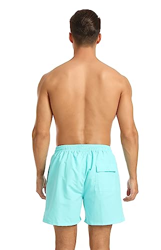 JustSun Mens Swimming Shorts with Pockets Waterproof Quick Dry Swimming Trunks Swim Shorts Men Summer Casual Board Shorts with Mesh Lining Blue M