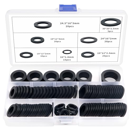 YIXISI 120 PCS Hose Washers Kit, Rubber Tap Seal Plumbing Gaskets, Seal O Ring Gasket, Shower Hose Rubber Washers, for 1/2 3/4 1 Inch Water Faucet Shower Garden Hose Connector