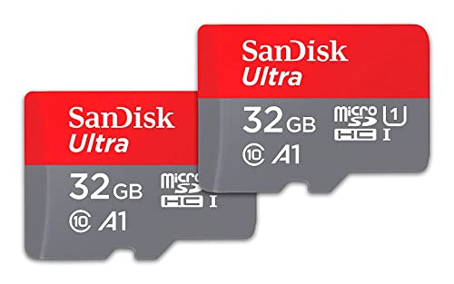 SanDisk Ultra 32 GB microSDHC Memory Card and SD Adapter with A1 App Performance Up to 120 MB/s, Class 10, U1 (Twin Pack)