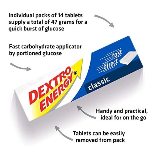 Dextro Energy Classic Tablets, 47 g, Pack of 24, Energy Tablets, for a Quick Burst of Glucose