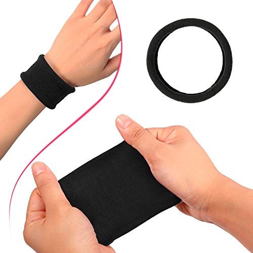 20 Pieces Large Cotton Stretch Hair Ties Bands Rope Ponytail Holders Headband Hair Bands Accessories for Thick Heavy or Curly Hair(Black)