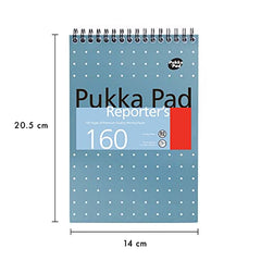 Pukka Pad, Reporter’s Pad 3 Pack for Home, School, and Office – 14 x 20.5cm – Wirebound, Head-Bound Notebook with 160 Pages of 80GSM Paper – Microperforated for Easy Removal – Blue