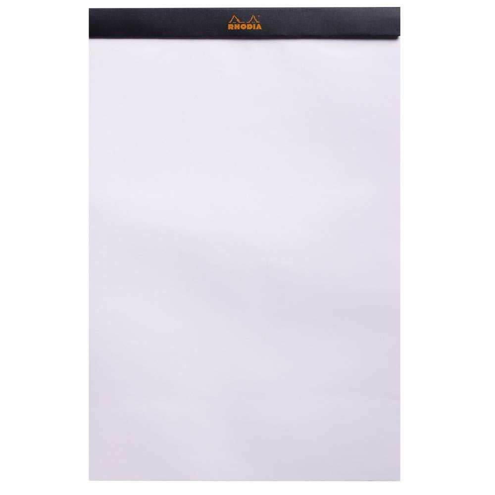 RHODIA 190009C - Stapled Notepad N°19 Black - A4and - 80 Detachable Sheets - Plain White Clairefontaine Paper 80 g/m - Soft, Resistant and Waterproof Coated Card Cover - Basics