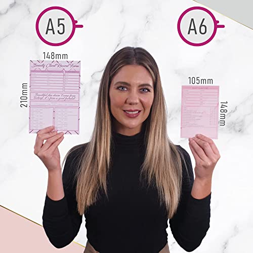 Nail Care Client Cards A6 Size - Salon and Therapist Customer Consultation Record - Treatment Services Essentials - Profile and Recording Forms - Beauty Stationery - 105x148mm - Pack of 100