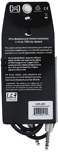 Hosa HSS-005 5ft REAN 1/4 inch TRS to Same Pro Balanced Interconnect Cable