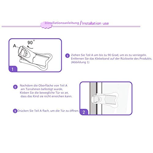 FOCCTS 2 Packs Sliding Door Locks for Baby Proofing Strong Adhesive, Easy to Operate, Stop Baby and Pets Opening Sliding Window, Sliding Doors