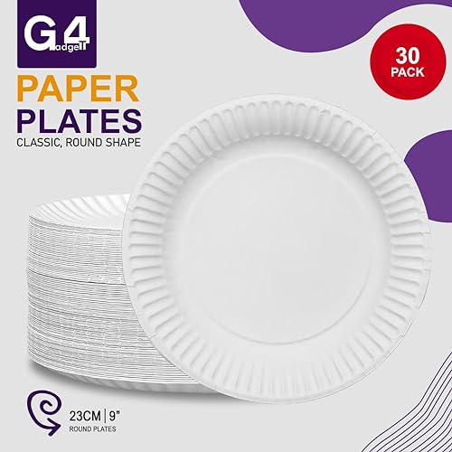 30 Paper Plates 23cm - 9inch Paper Plates, Disposable Plates, Party Plates