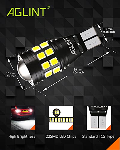 AGLINT T15 W16W LED Bulbs CANBUS Error Free 22SMD T16 955 921 912 Wedge for Car Backup Reverse Lights