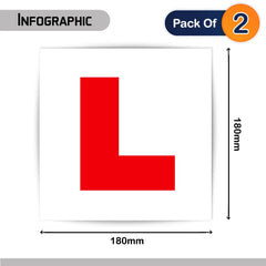 Pack of 2 L Plates Sticker (180 x 180 mm) L Plates for Car Self Adhesive Waterproof L Plates for Motorcycle Learner Plates Self Adhesive Sara Prints®