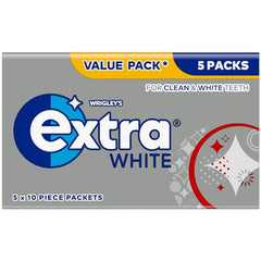 Extra White Chewing Gum, Sugar Free, 5 x 10 Pieces