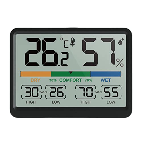 Humidity and Temperature Monitor - AIMILAR Digital Indoor Thermometer with High Low History, ℉ / ℃ Selectable, Easy to Use, Calibrate-able, Magnetic Option and Clear Display