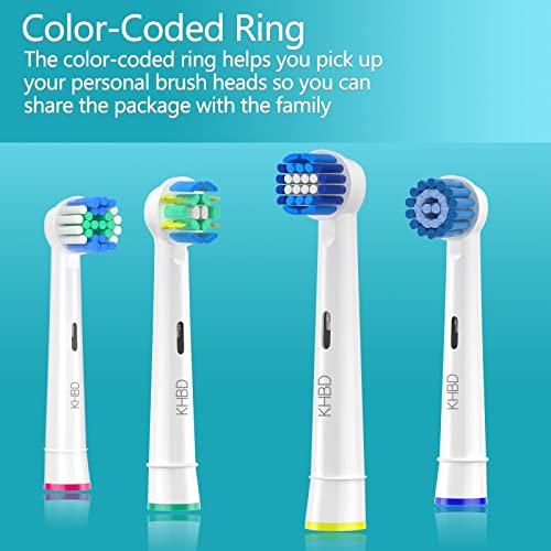 KHBD Toothbrush Head Compatible with Braun Oral b Electric Toothbrush, 16 Packs Replacement Toothbrush Heads-Include 4 Precision Brush, 4 Floss Brush, 4 Deep Cleaning Brush, 4 Sensitive Brush, White