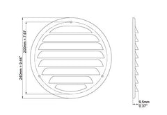 Ø 200mm / 8 inches inch Brown Round Metal Air Vent Grille Cover with Insect Mesh - Ventilation Cover