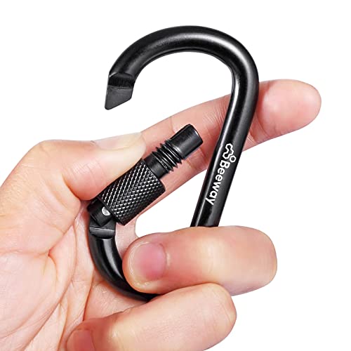 BEEWAY Locking Carabiner, 8 Pack Premium Aluminum Alloy D-Ring Carabiners Key Chain Clip Hook for Camping, Hiking, Traveling, Fishing, Backpack