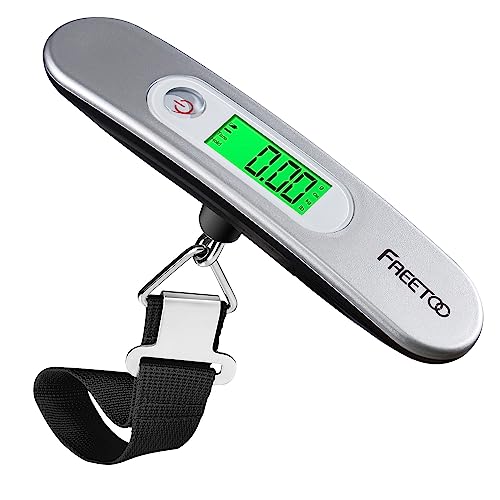 FREETOO Luggage Scales for Suitcases Weighing, Portable Digital Weight Scale for Travel with Tare Function 110 Lb/ 50Kg Capacity (Silver)