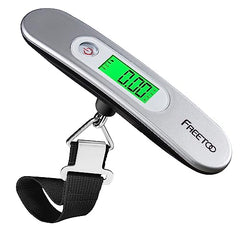 FREETOO Luggage Scales for Suitcases Weighing, Portable Digital Weight Scale for Travel with Tare Function 110 Lb/ 50Kg Capacity (Silver)