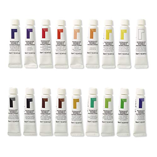 Reeves Watercolour Paint Set - Highly Pigmented Colour Paints for Artists - Art Supplies for Adults & Kids - Suitable for Canvas & Watercolour Boards - 18 x 12ml Pack, Assorted Colours