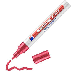 edding 750 paint marker - red - pack of 1 pen - round nib 2-4 mm - paint marker for marking and labelling metal, glass, rocks or plastic - heat-resistant, permanent, smudge-proof and waterproof