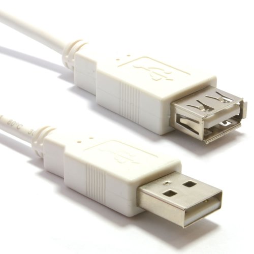 kenable USB 2.0 High Speed Cable EXTENSION Lead A Plug to Socket WHITE 2m [2 metres]