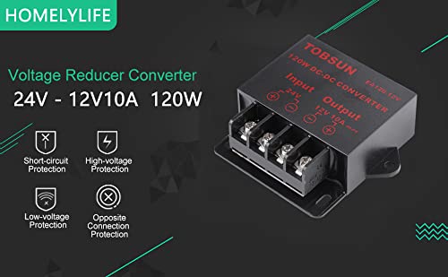 HOMELYLIFE DC 24V to DC 12V 10A 120W Step-Down Buck Converter Voltage Regulator Reducer – Stable, Efficient & Powerful Conversion for Automotive, Industrial & DIY Electronic Projects