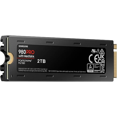 Samsung 980 PRO SSD with Heatsink 2TB PCIe Gen 4 NVMe M.2 Internal Solid State Hard Drive, Heat Control, Max Speed, PS5 Compatible, MZ-V8P2T0CW