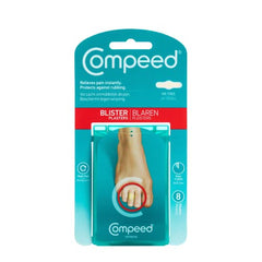 Compeed On Toes Blister Plasters, 8 Hydrocolloid Plasters, Foot Treatment, Heal fast, Dimensions: 1.7 cm x 5.1 cm, 8 Count (Pack of 1)