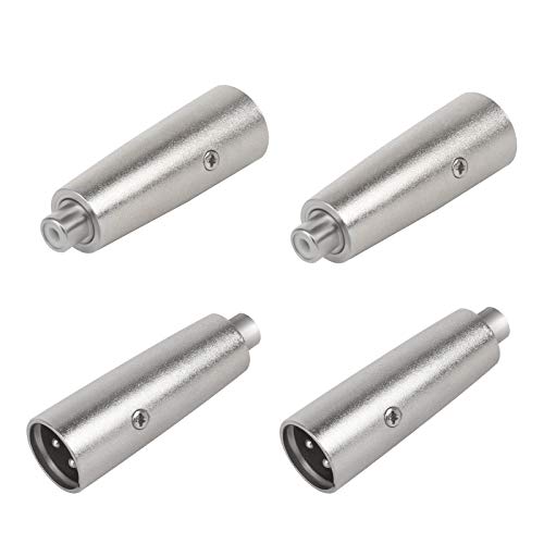 LuluDa RCA To XLR Adapter 4 PCS XLR Male To RCA Female Adapter RCA Female To XLR Male 3 Pin Converter Connector Gender Changer Audio Coupler Connector