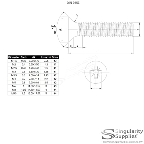 M4 (4mm x 50mm) Pozi Countersunk Machine Screw (Bolt) - Stainless Steel (A2) (Pack of 20)