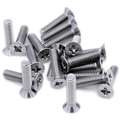 M4 (4mm x 30mm) Pozi Countersunk Machine Screw (Bolt) - Stainless Steel (A2) (Pack of 20)