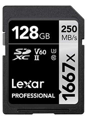 Lexar Professional 1667x SD Card 128GB, SDXC UHS-II Memory Card, Up to 250MB/s Read, 120MB/s Write, Class 10, U3, V60 SD for Professional Photographer, Videographer, Enthusiast (LSD128CB1667)