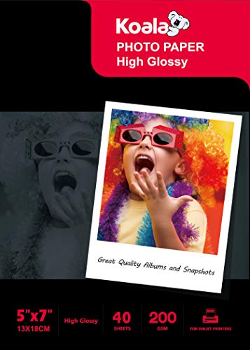 KOALA - Inkjet Photo Glossy Paper - 13x18 cm - 200gsm - 40 Sheets - for Canon HP Epson Inkjet Printer