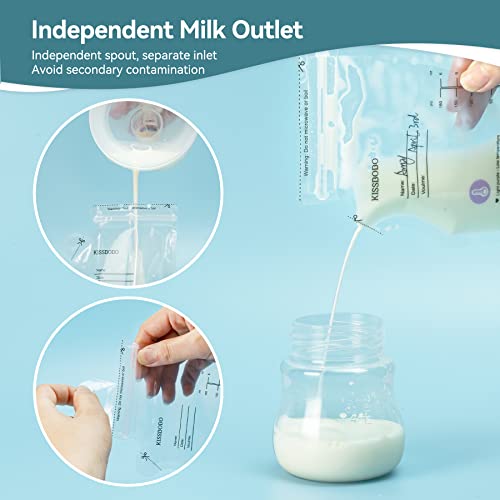 Breast Milk Storage Bag, 40PCS Milk Storage Bags Breastfeeding 180ML w/Pour Spout for Freezer, Milk Catchers w/Temperature Sensing Feature, Ready-to-Use,Self-Standing, BPA Free